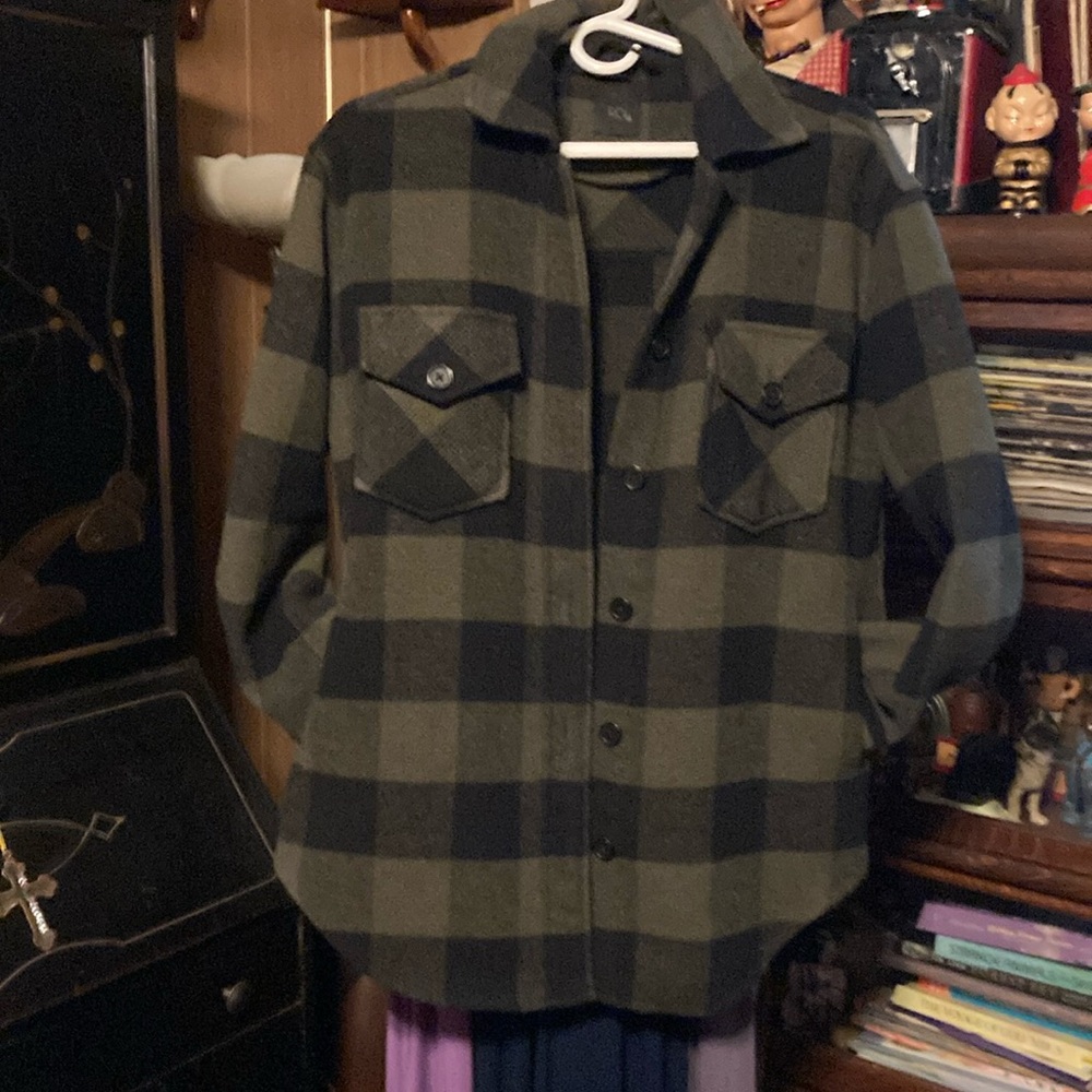 RDI Shirt/Jacket, green/black plaid size smalll